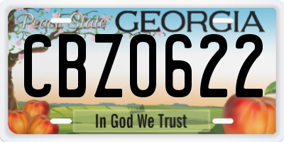 GA license plate CBZ0622
