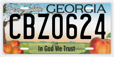GA license plate CBZ0624