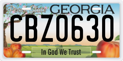 GA license plate CBZ0630