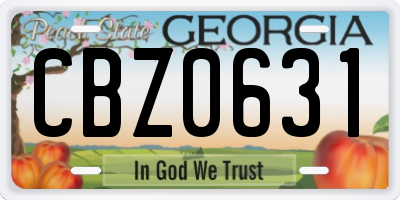 GA license plate CBZ0631