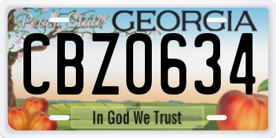 GA license plate CBZ0634