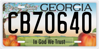 GA license plate CBZ0640