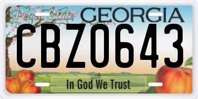 GA license plate CBZ0643