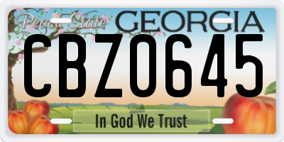 GA license plate CBZ0645