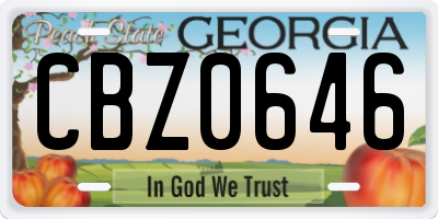 GA license plate CBZ0646