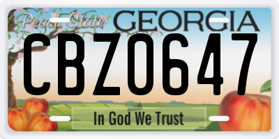 GA license plate CBZ0647
