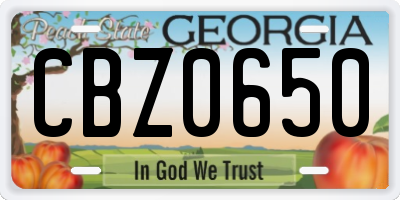 GA license plate CBZ0650