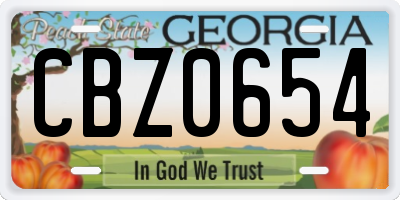 GA license plate CBZ0654