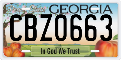 GA license plate CBZ0663