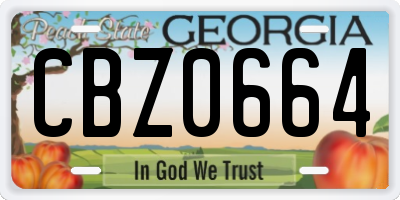 GA license plate CBZ0664
