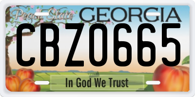 GA license plate CBZ0665