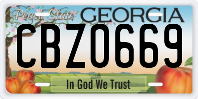 GA license plate CBZ0669