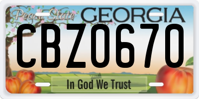GA license plate CBZ0670