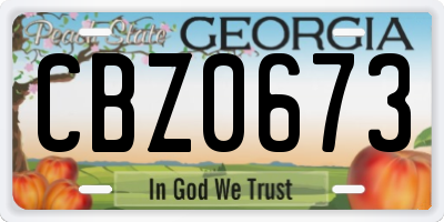 GA license plate CBZ0673