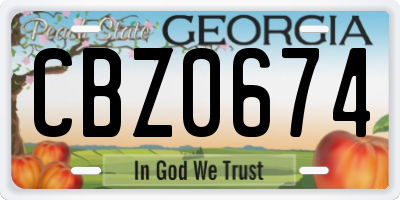 GA license plate CBZ0674