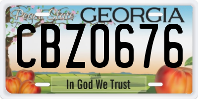 GA license plate CBZ0676