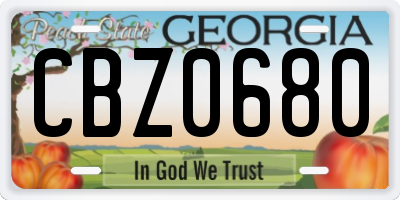 GA license plate CBZ0680