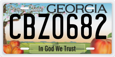 GA license plate CBZ0682