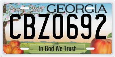 GA license plate CBZ0692
