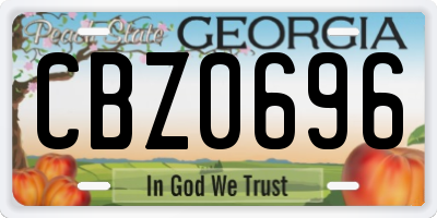 GA license plate CBZ0696