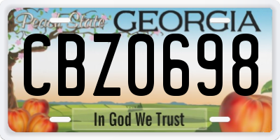 GA license plate CBZ0698