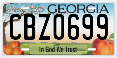 GA license plate CBZ0699