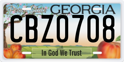 GA license plate CBZ0708