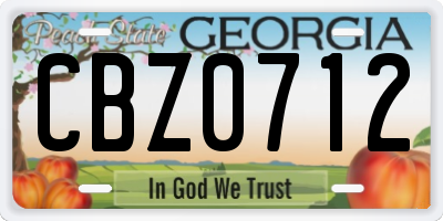 GA license plate CBZ0712