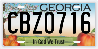 GA license plate CBZ0716