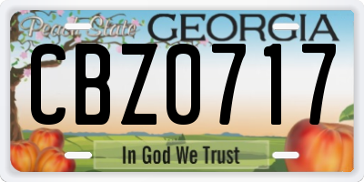 GA license plate CBZ0717