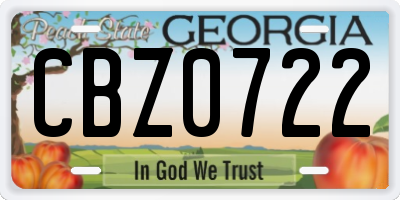 GA license plate CBZ0722