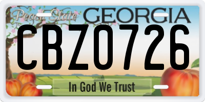 GA license plate CBZ0726