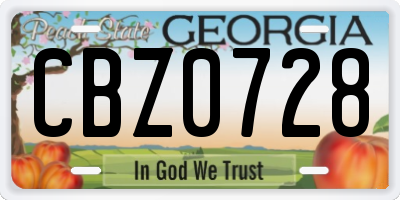 GA license plate CBZ0728