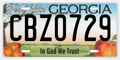 GA license plate CBZ0729