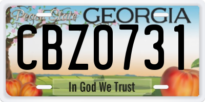 GA license plate CBZ0731