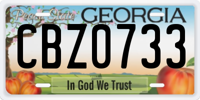 GA license plate CBZ0733
