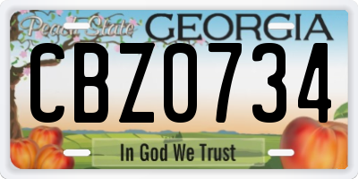 GA license plate CBZ0734