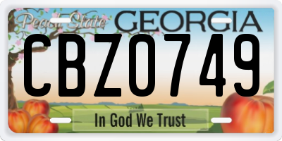GA license plate CBZ0749