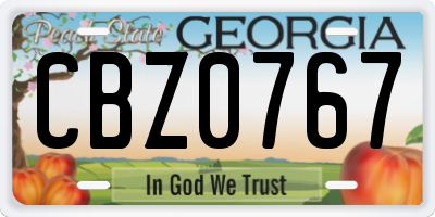GA license plate CBZ0767