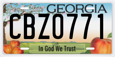 GA license plate CBZ0771