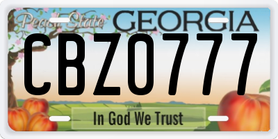 GA license plate CBZ0777