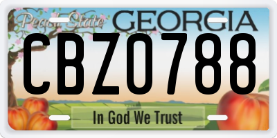 GA license plate CBZ0788