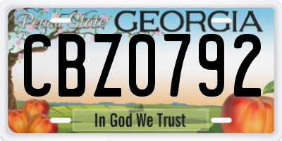 GA license plate CBZ0792