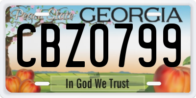 GA license plate CBZ0799