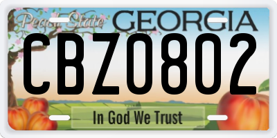 GA license plate CBZ0802