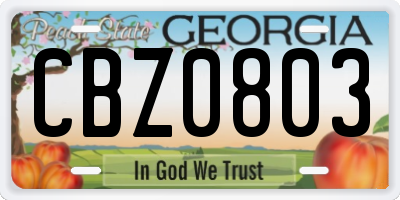 GA license plate CBZ0803