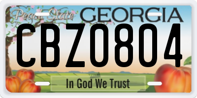 GA license plate CBZ0804