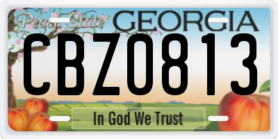 GA license plate CBZ0813