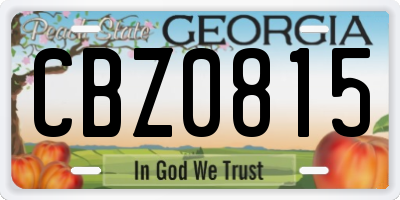 GA license plate CBZ0815