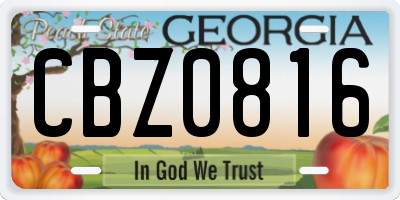 GA license plate CBZ0816